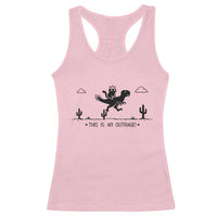 Funny Cat Riding Dinosaur Pixel Retro Racerback Tank Top This Is An Outrage