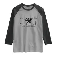 Funny Cat Riding Dinosaur Pixel Retro Raglan Shirt This Is An Outrage