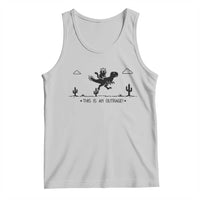 Funny Cat Riding Dinosaur Pixel Retro Tank Top This Is An Outrage