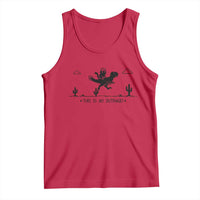 Funny Cat Riding Dinosaur Pixel Retro Tank Top This Is An Outrage