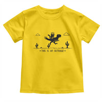Funny Cat Riding Dinosaur Pixel Retro Toddler T Shirt This Is An Outrage