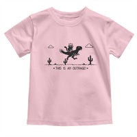 Funny Cat Riding Dinosaur Pixel Retro Toddler T Shirt This Is An Outrage
