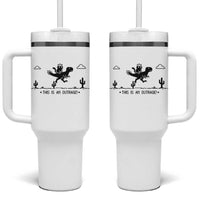 Funny Cat Riding Dinosaur Pixel Retro Tumbler With Handle This Is An Outrage