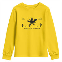 Funny Cat Riding Dinosaur Pixel Retro Youth Sweatshirt This Is An Outrage
