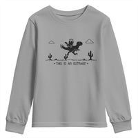Funny Cat Riding Dinosaur Pixel Retro Youth Sweatshirt This Is An Outrage