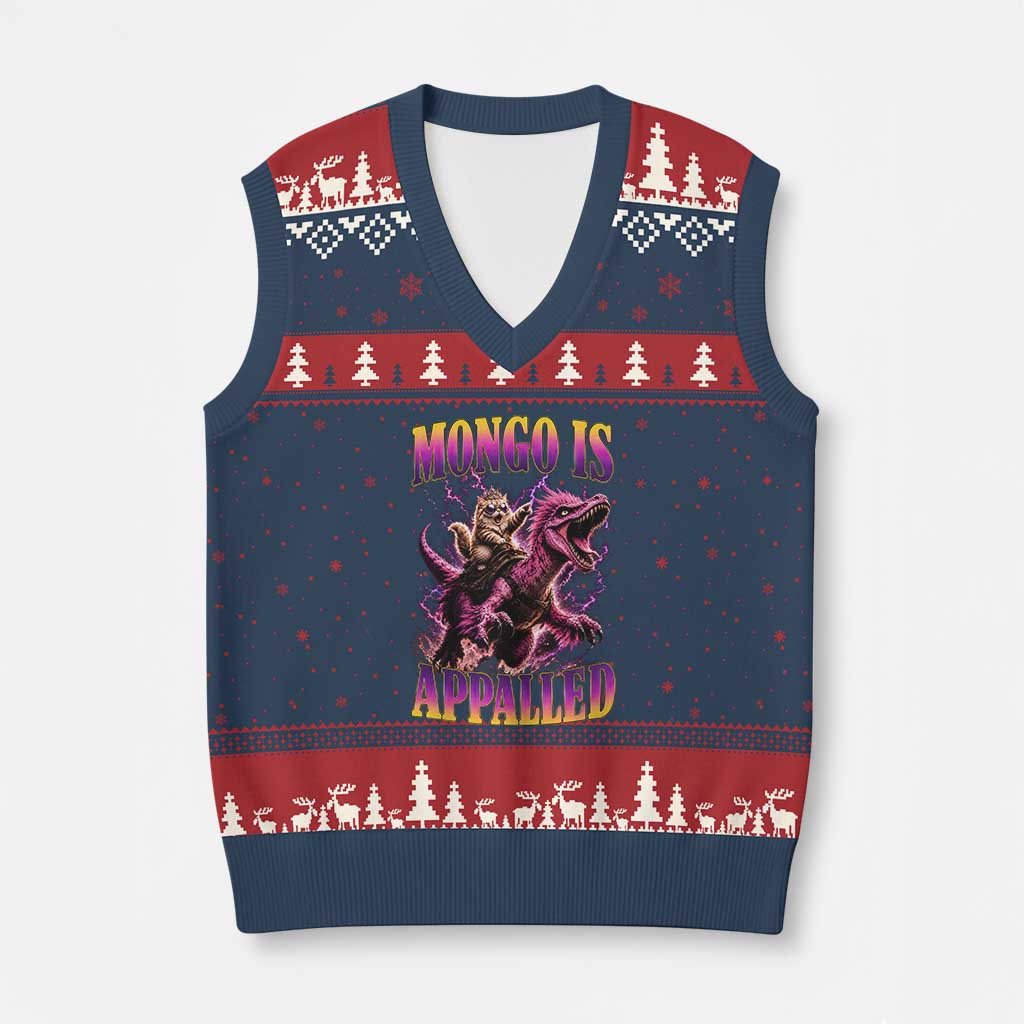 Fantasy Book Reader Geeky Cat Lover V-Neck Knit Sweater Vest Mongo Is Appalled