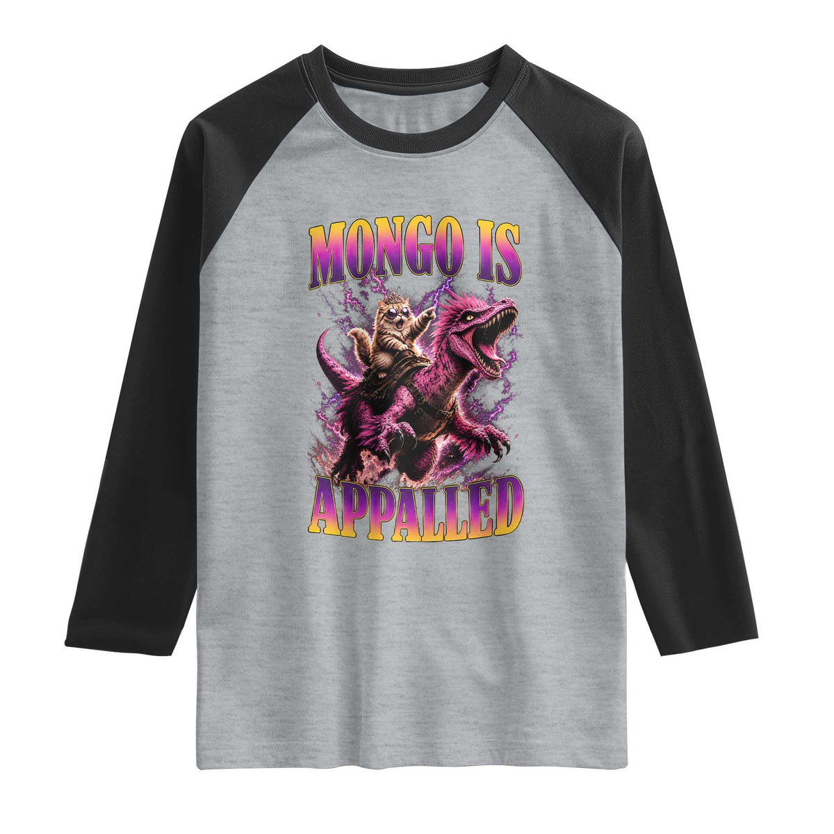 Fantasy Book Reader Geeky Cat Lover Raglan Shirt Mongo Is Appalled