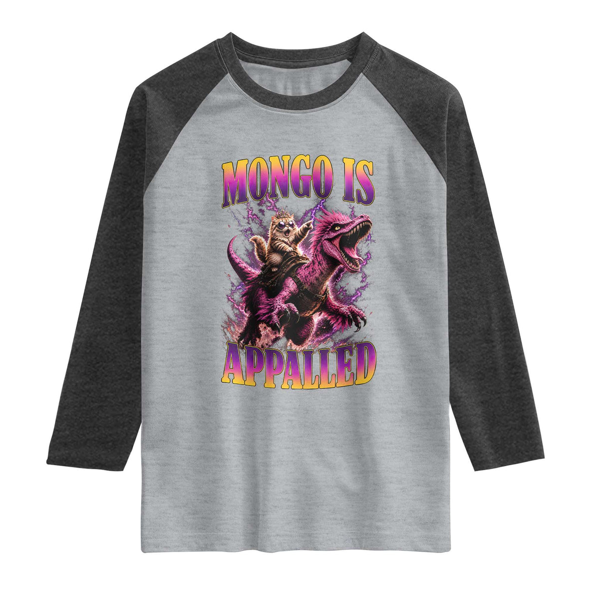 Fantasy Book Reader Geeky Cat Lover Raglan Shirt Mongo Is Appalled