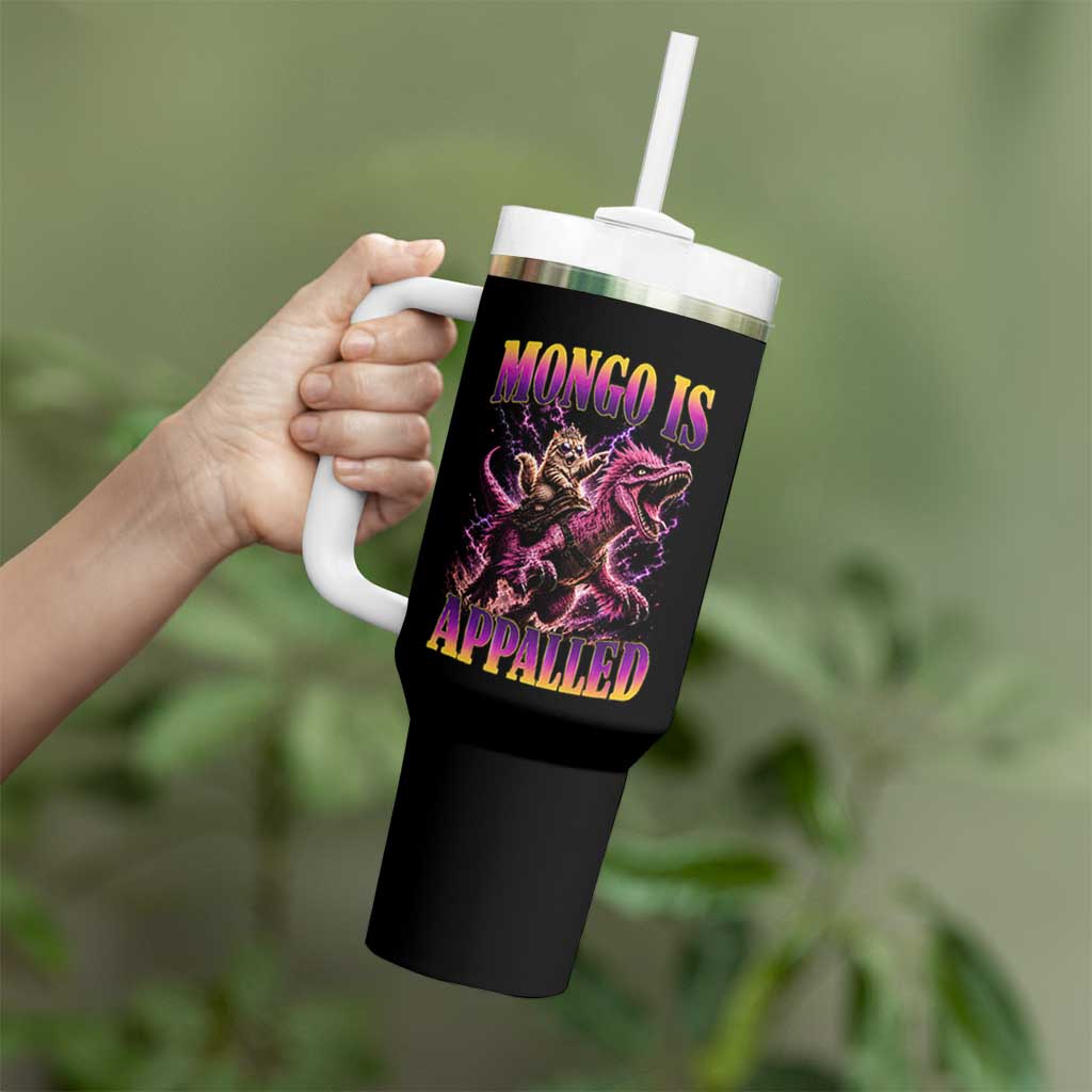 Fantasy Book Reader Geeky Cat Lover Tumbler With Handle Mongo Is Appalled