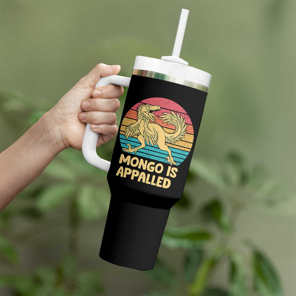 Mongo Is Appalled Tumbler With Handle Funny Dinosaur Gamer Book Lover Retro Gift
