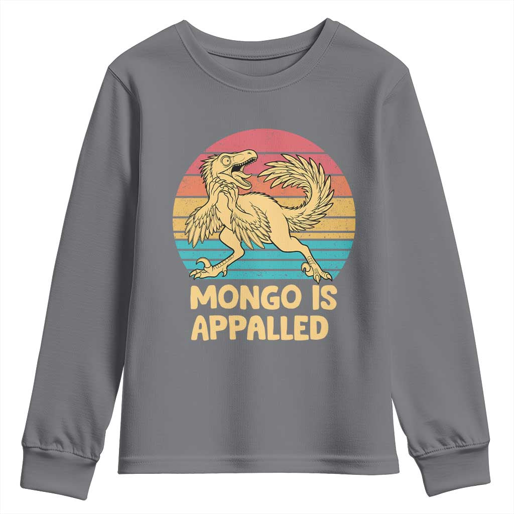 Mongo Is Appalled Youth Sweatshirt Funny Dinosaur Gamer Book Lover Retro Gift