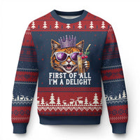 First Of All Im A Delight Princess Cat Quote Ugly Christmas Sweater Sci-Fi Book Lover Gift