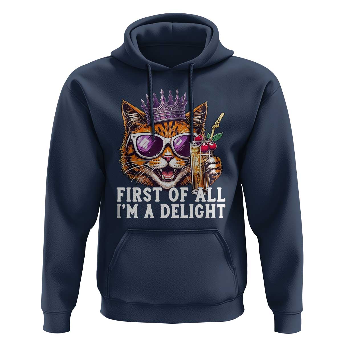 First Of All Im A Delight Princess Cat Quote Hoodie Sci-Fi Book Lover Gift