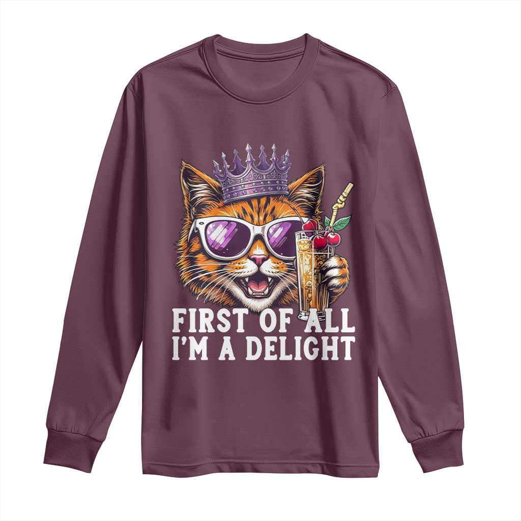 First Of All Im A Delight Princess Cat Quote Long Sleeve Shirt Sci-Fi Book Lover Gift