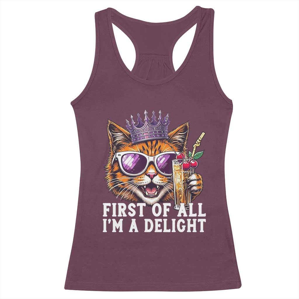 First Of All Im A Delight Princess Cat Quote Racerback Tank Top Sci-Fi Book Lover Gift