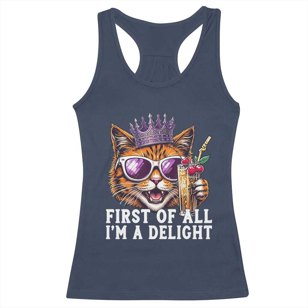 First Of All Im A Delight Princess Cat Quote Racerback Tank Top Sci-Fi Book Lover Gift