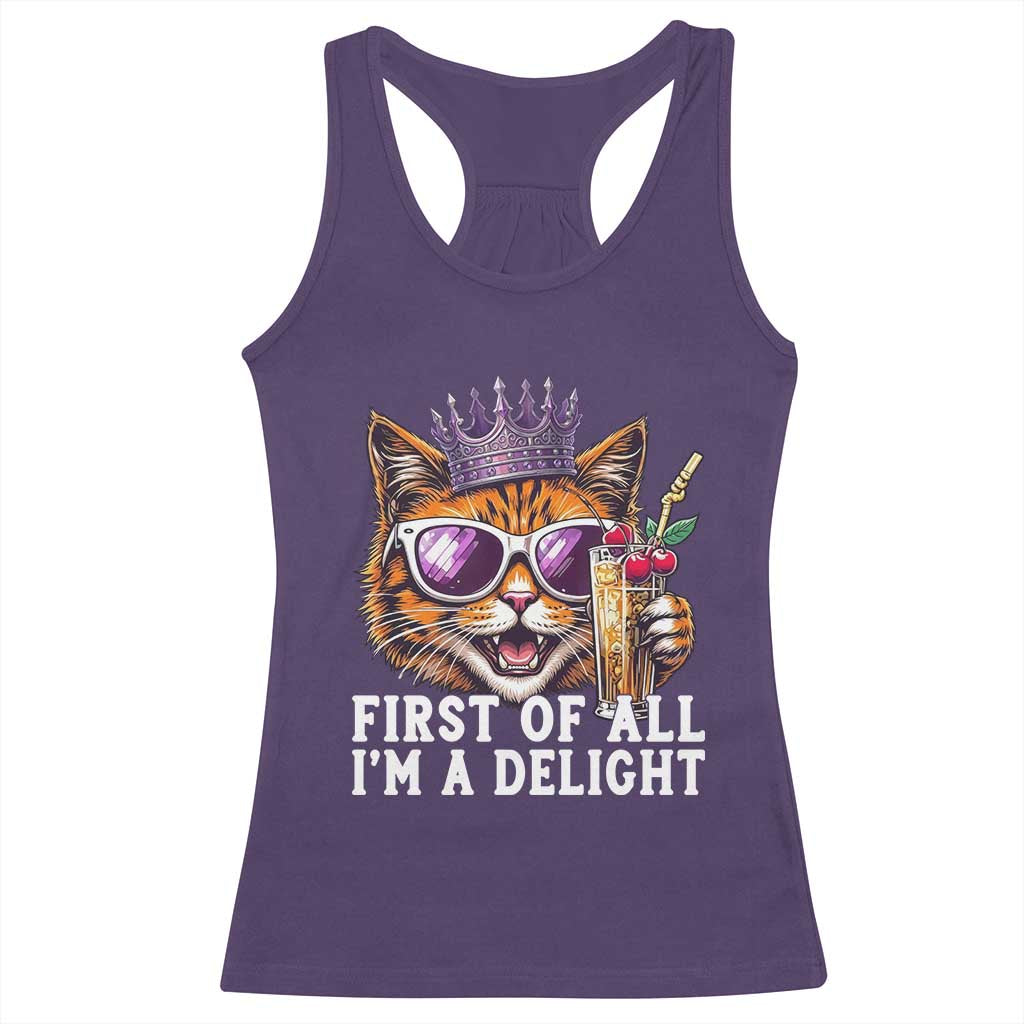 First Of All Im A Delight Princess Cat Quote Racerback Tank Top Sci-Fi Book Lover Gift