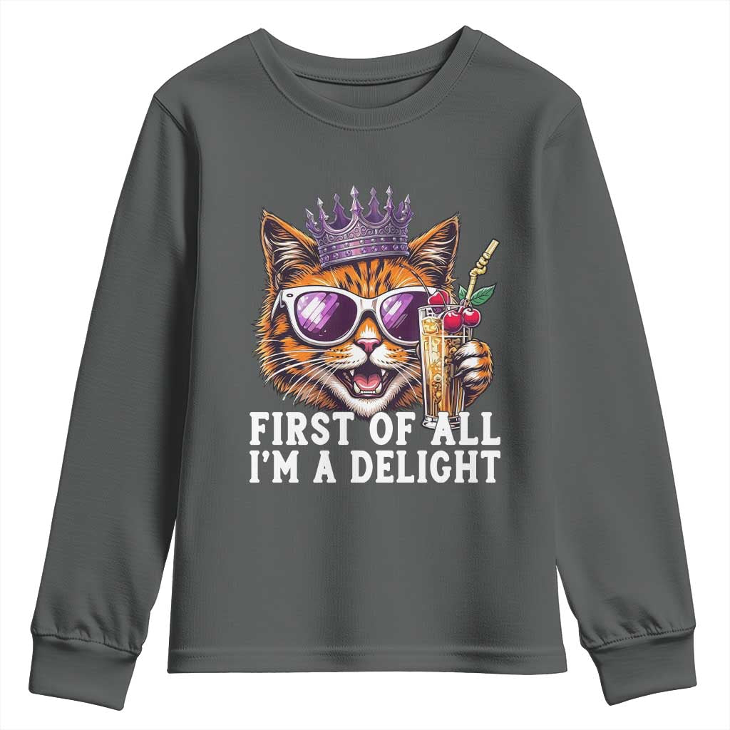 First Of All Im A Delight Princess Cat Quote Youth Sweatshirt Sci-Fi Book Lover Gift