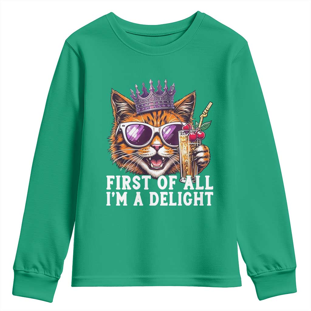 First Of All Im A Delight Princess Cat Quote Youth Sweatshirt Sci-Fi Book Lover Gift
