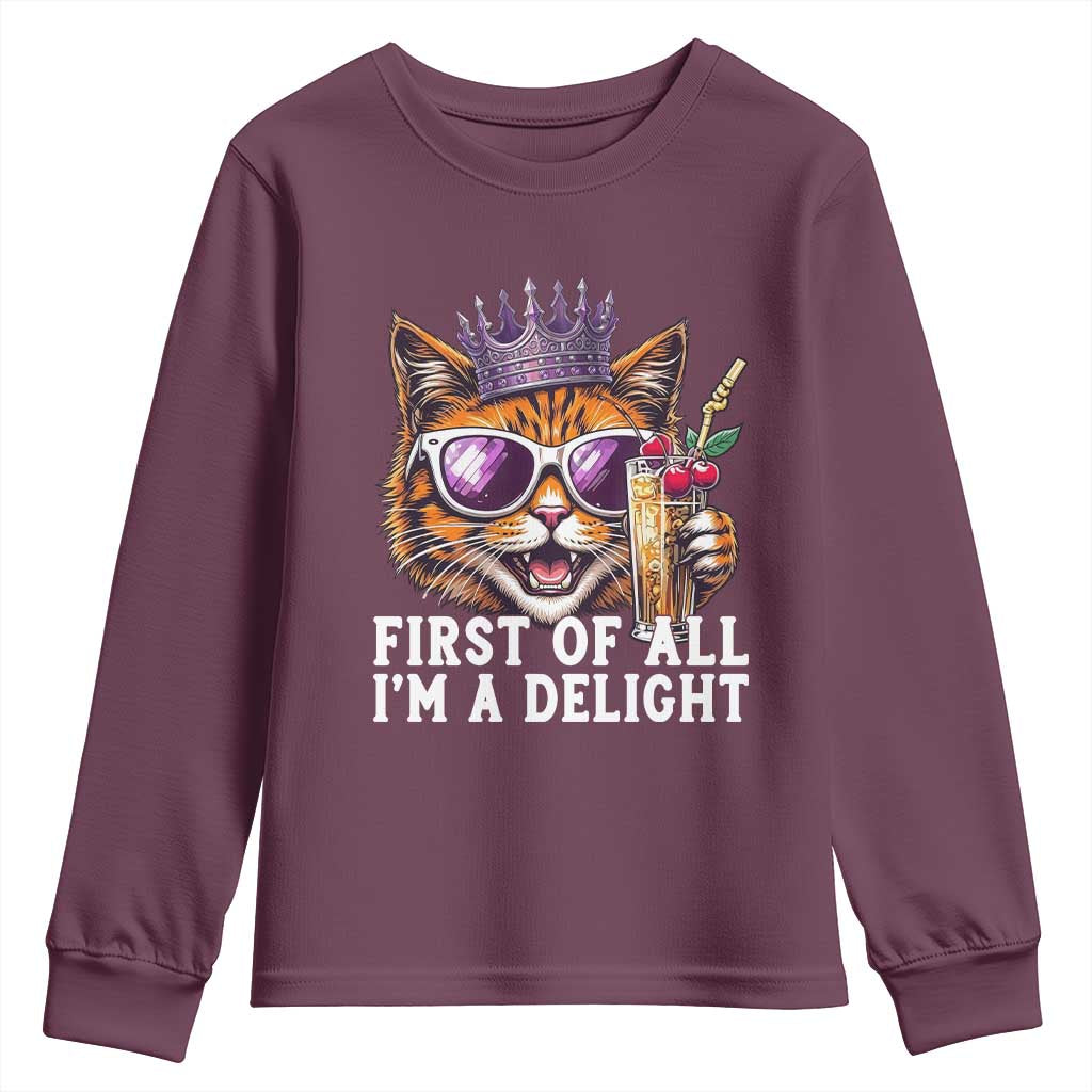 First Of All Im A Delight Princess Cat Quote Youth Sweatshirt Sci-Fi Book Lover Gift