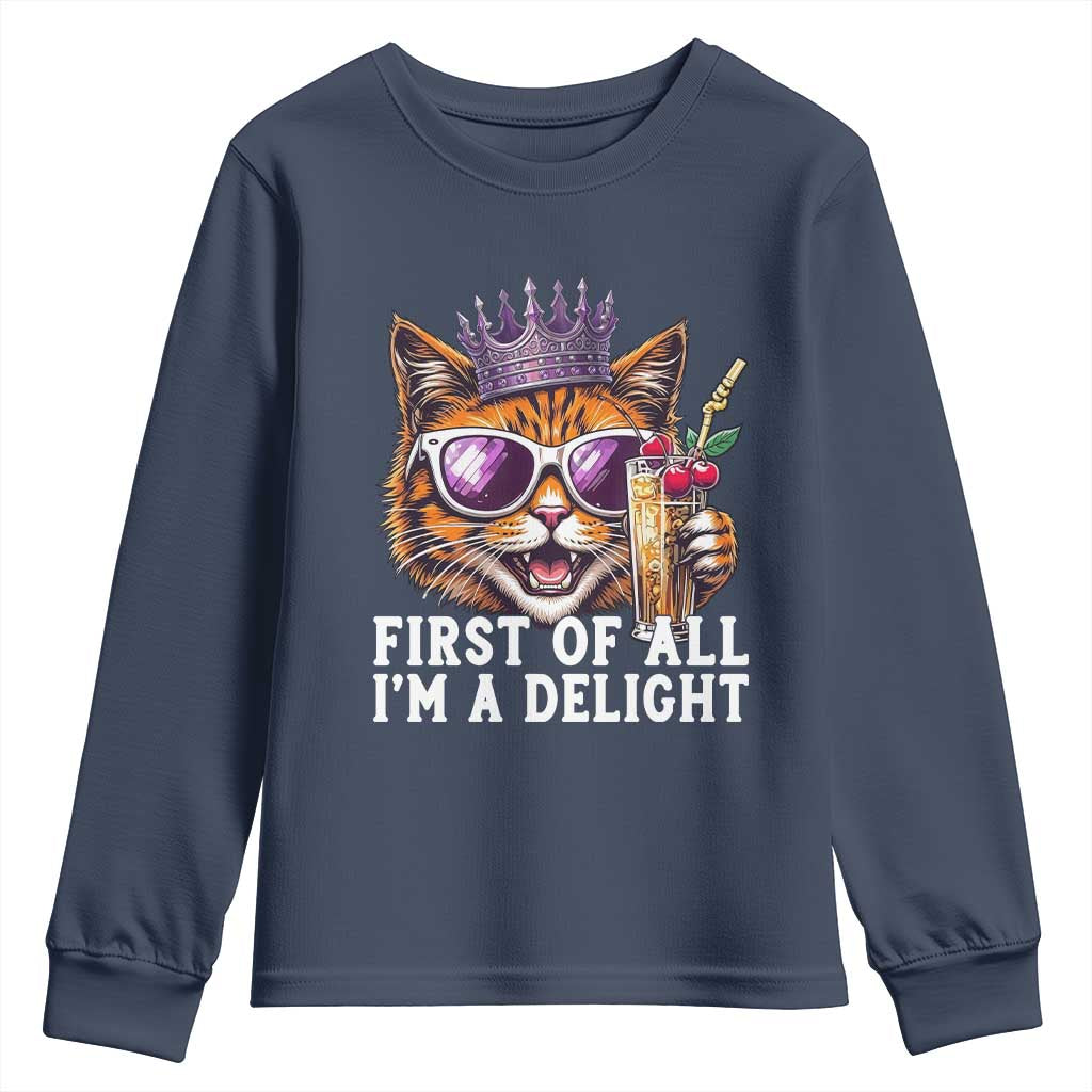 First Of All Im A Delight Princess Cat Quote Youth Sweatshirt Sci-Fi Book Lover Gift