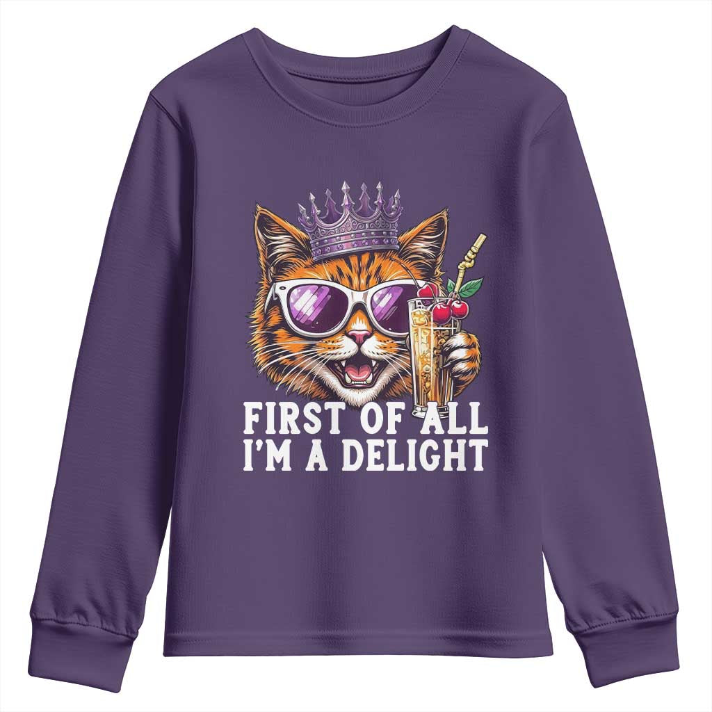 First Of All Im A Delight Princess Cat Quote Youth Sweatshirt Sci-Fi Book Lover Gift