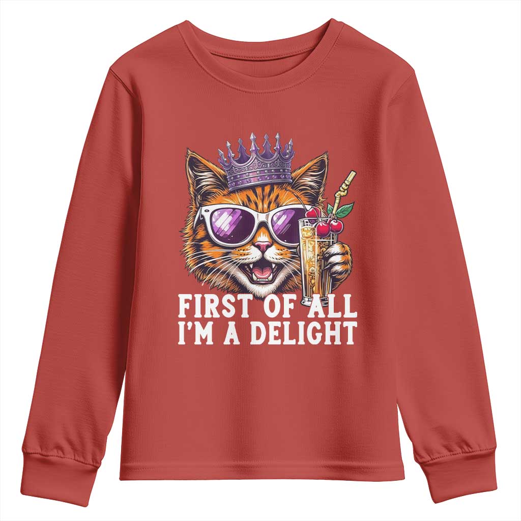 First Of All Im A Delight Princess Cat Quote Youth Sweatshirt Sci-Fi Book Lover Gift