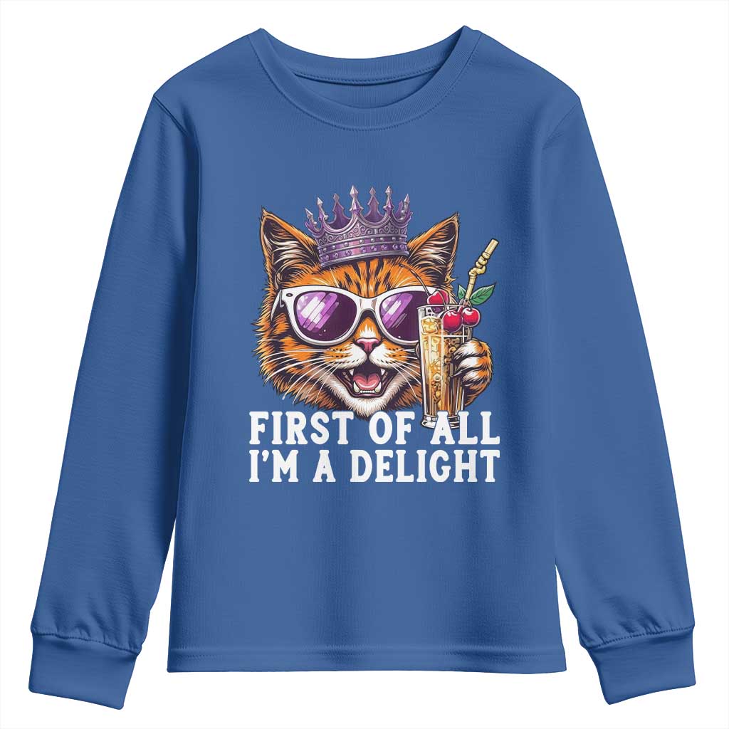First Of All Im A Delight Princess Cat Quote Youth Sweatshirt Sci-Fi Book Lover Gift