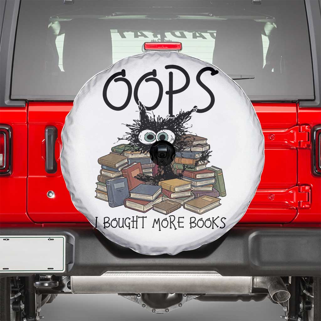 Funny Black Cat Bookworm Gift Spare Tire Cover Oops I Bought More Books