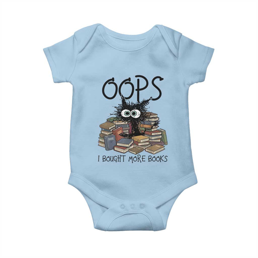 Funny Black Cat Bookworm Gift Baby Onesie Oops I Bought More Books