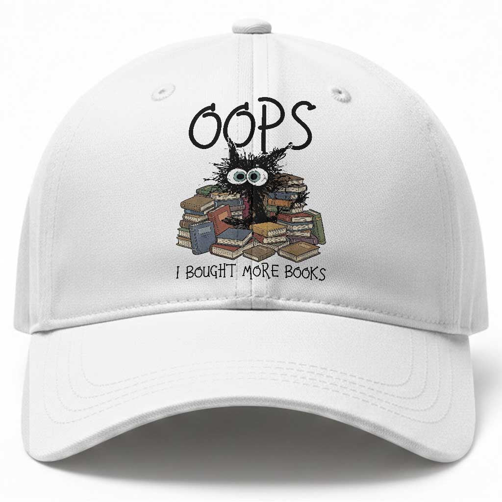 Funny Black Cat Bookworm Gift Baseball Cap Oops I Bought More Books