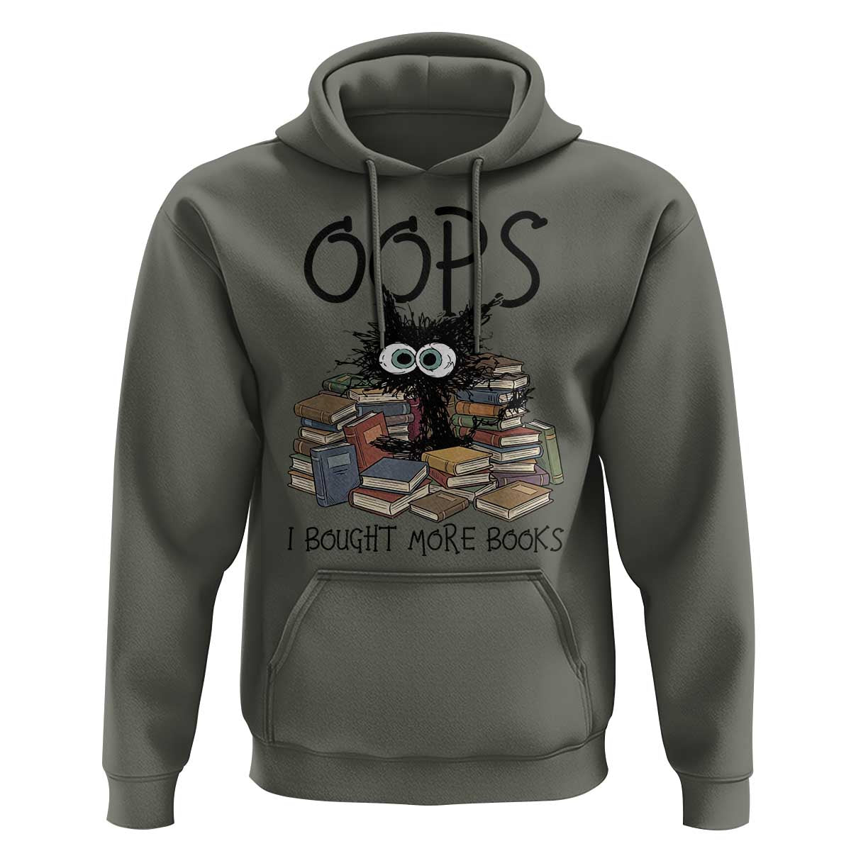 Funny Black Cat Bookworm Gift Hoodie Oops I Bought More Books