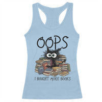 Funny Black Cat Bookworm Gift Racerback Tank Top Oops I Bought More Books