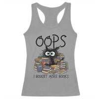 Funny Black Cat Bookworm Gift Racerback Tank Top Oops I Bought More Books