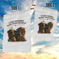 Funny Black Cat Bookworm Quote Garden Flag I Like Books More Than People