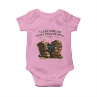 Funny Black Cat Bookworm Quote Baby Onesie I Like Books More Than People