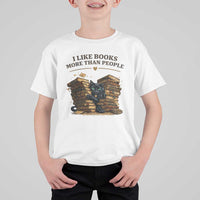 Funny Black Cat Bookworm Quote T Shirt For Kid I Like Books More Than People