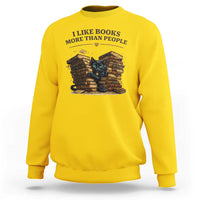 Funny Black Cat Bookworm Quote Sweatshirt I Like Books More Than People