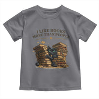 Funny Black Cat Bookworm Quote Toddler T Shirt I Like Books More Than People