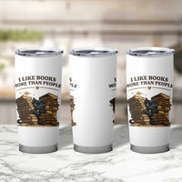 Funny Black Cat Bookworm Quote Tumbler Cup I Like Books More Than People
