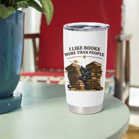 Funny Black Cat Bookworm Quote Tumbler Cup I Like Books More Than People