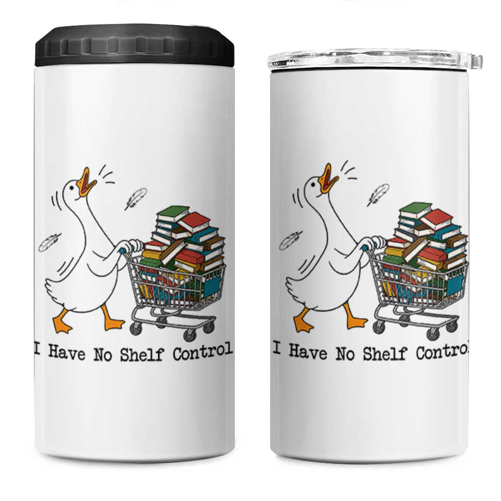 Funny Goose Book Lover 4 in 1 Can Cooler Tumbler I Have No Shelf Control
