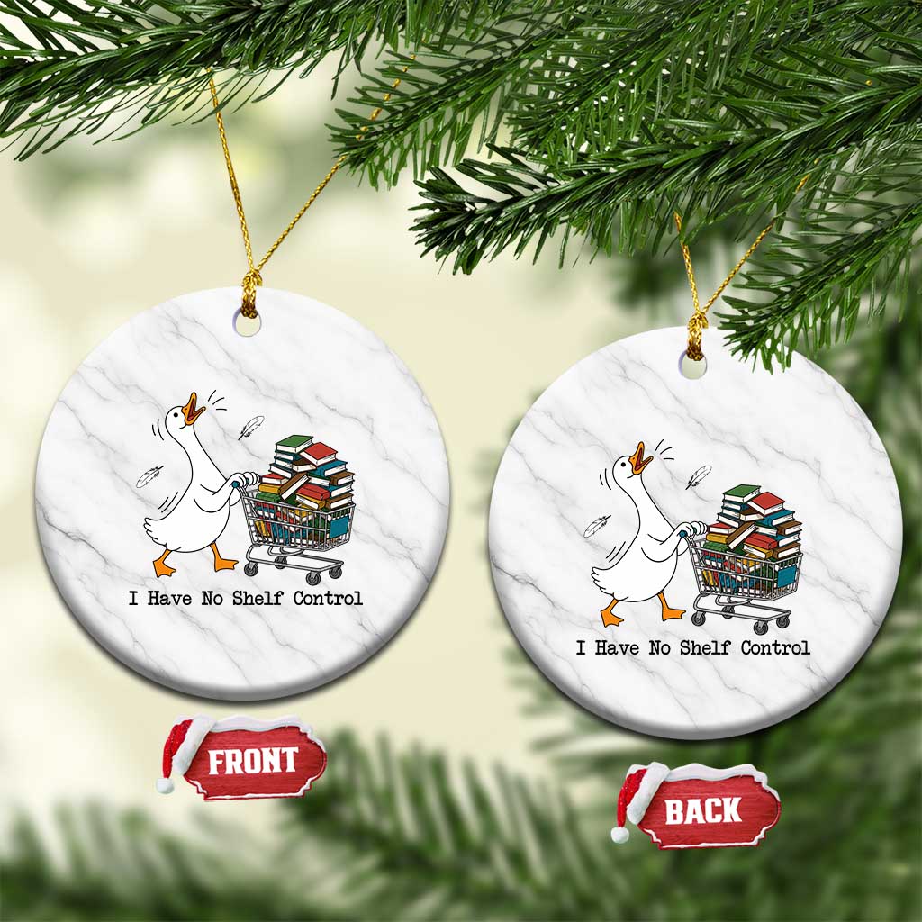 Funny Goose Book Lover Ceramic Ornament I Have No Shelf Control