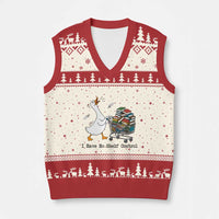 Funny Goose Book Lover V-Neck Knit Sweater Vest I Have No Shelf Control