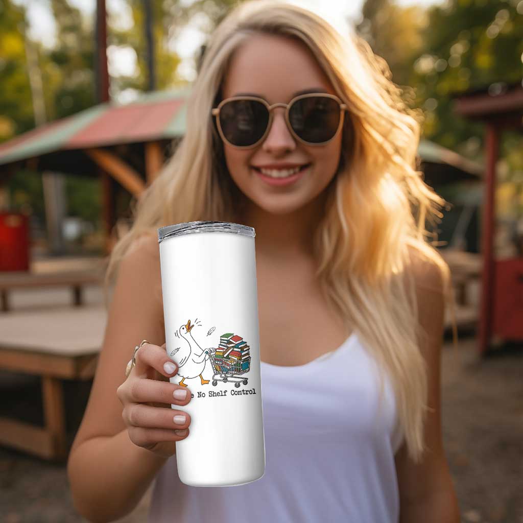 Funny Goose Book Lover Skinny Tumbler I Have No Shelf Control