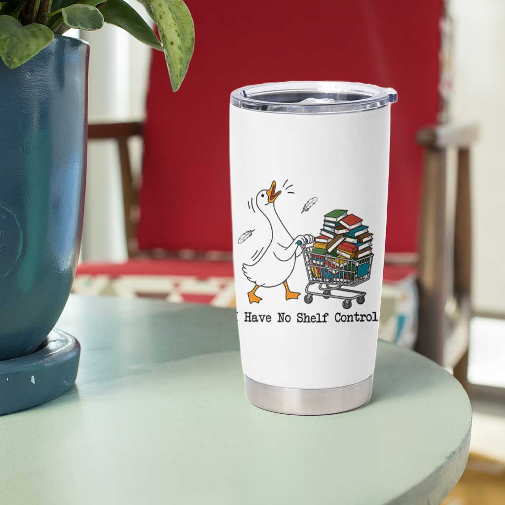 Funny Goose Book Lover Tumbler Cup I Have No Shelf Control