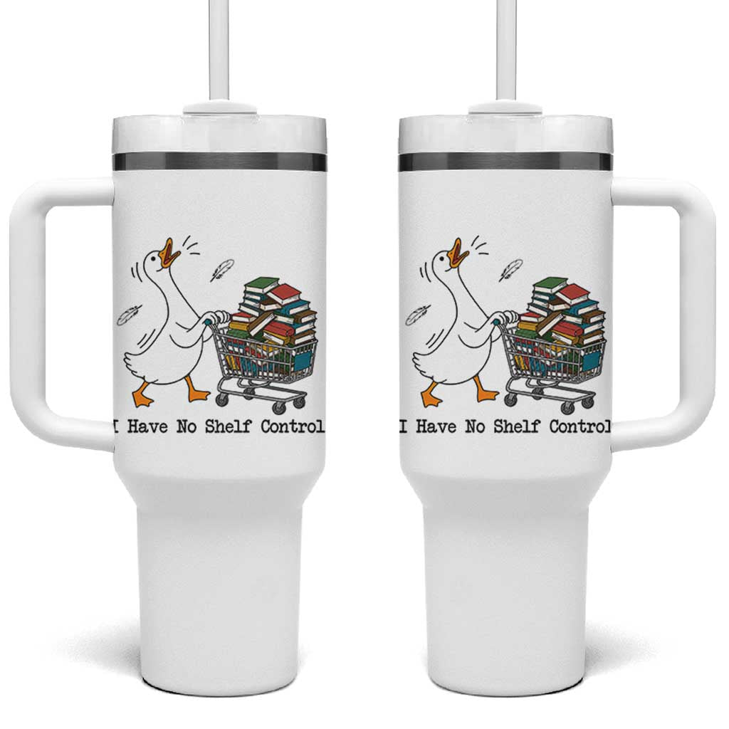 Funny Goose Book Lover Tumbler With Handle I Have No Shelf Control
