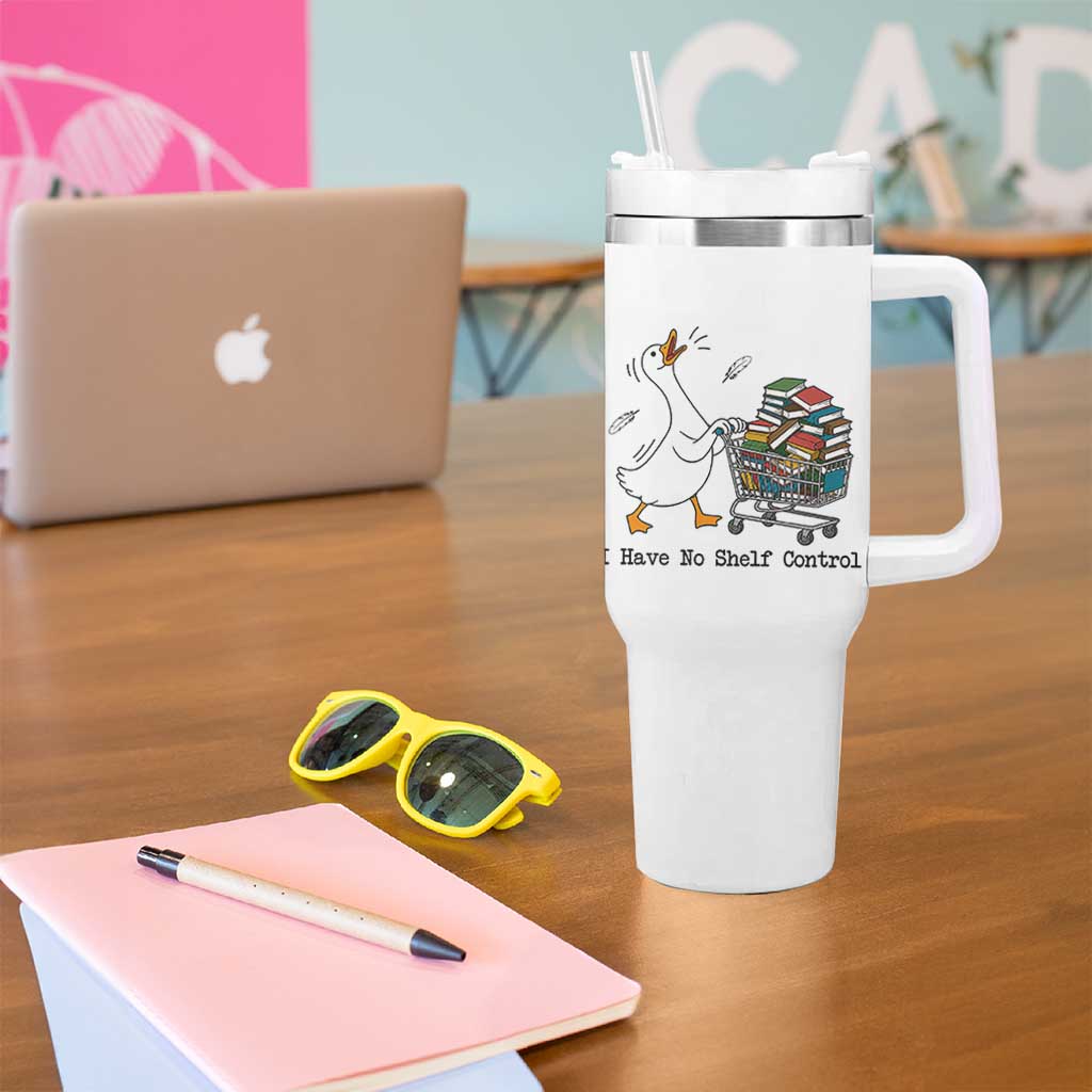 Funny Goose Book Lover Tumbler With Handle I Have No Shelf Control