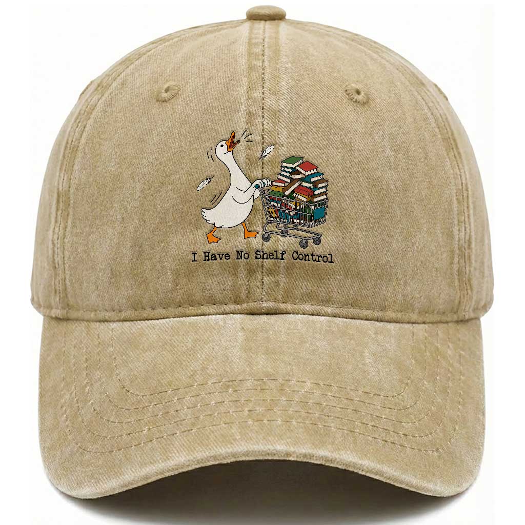 Funny Goose Book Lover Washed Cotton Baseball Cap I Have No Shelf Control