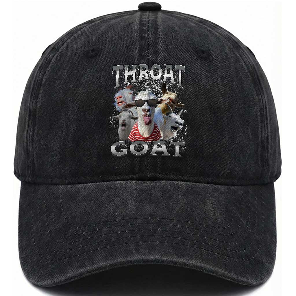 Funny Adult Humor Washed Cotton Baseball Cap Throat Goat Meme